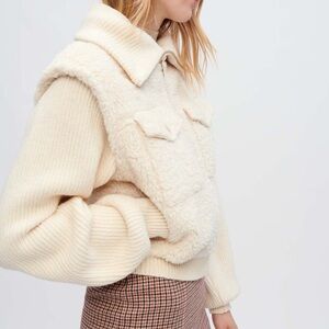 Maje Cream Shearling Jacket